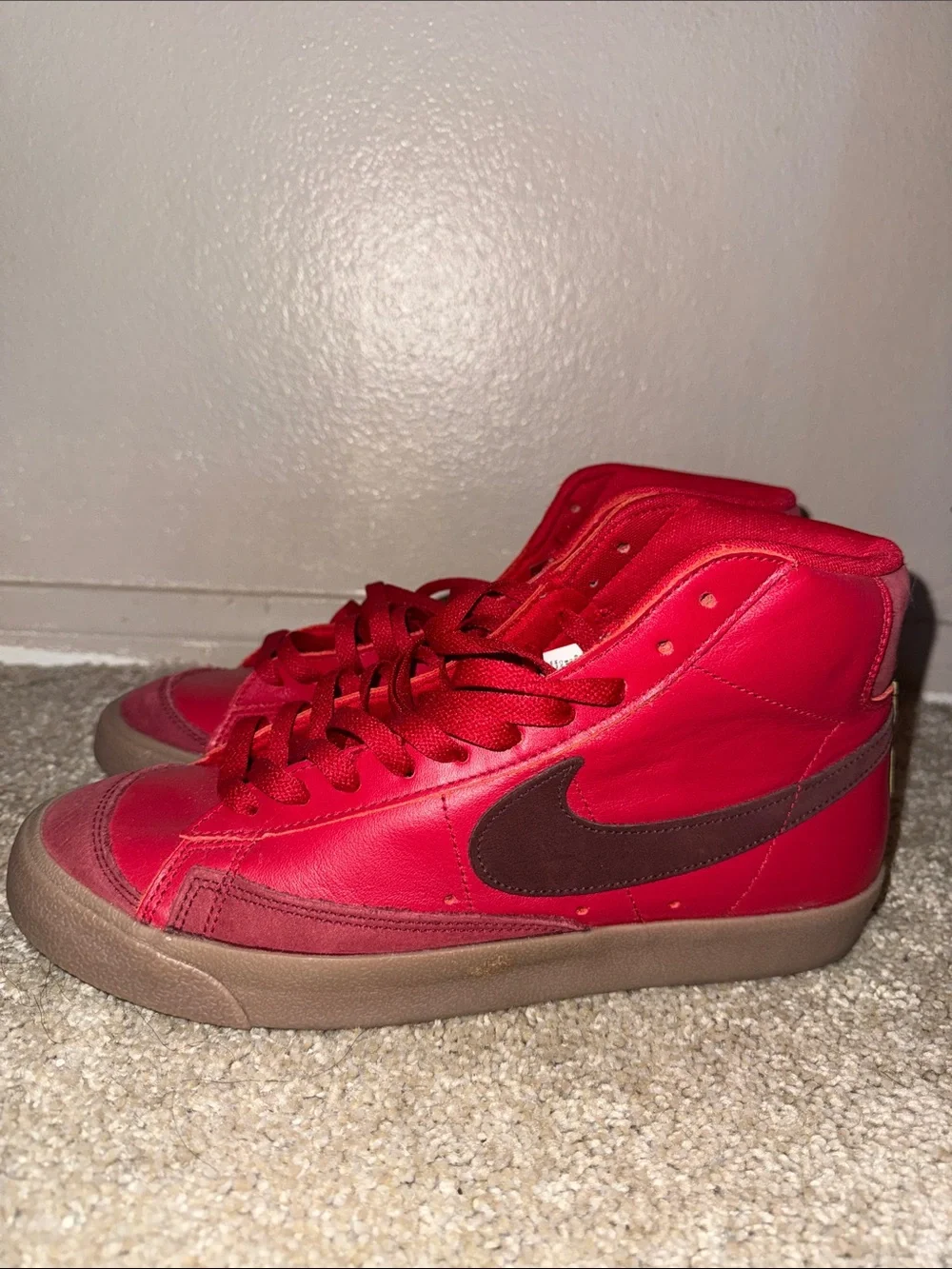 Nike Red High-Top Sneakers with Dark Swoosh